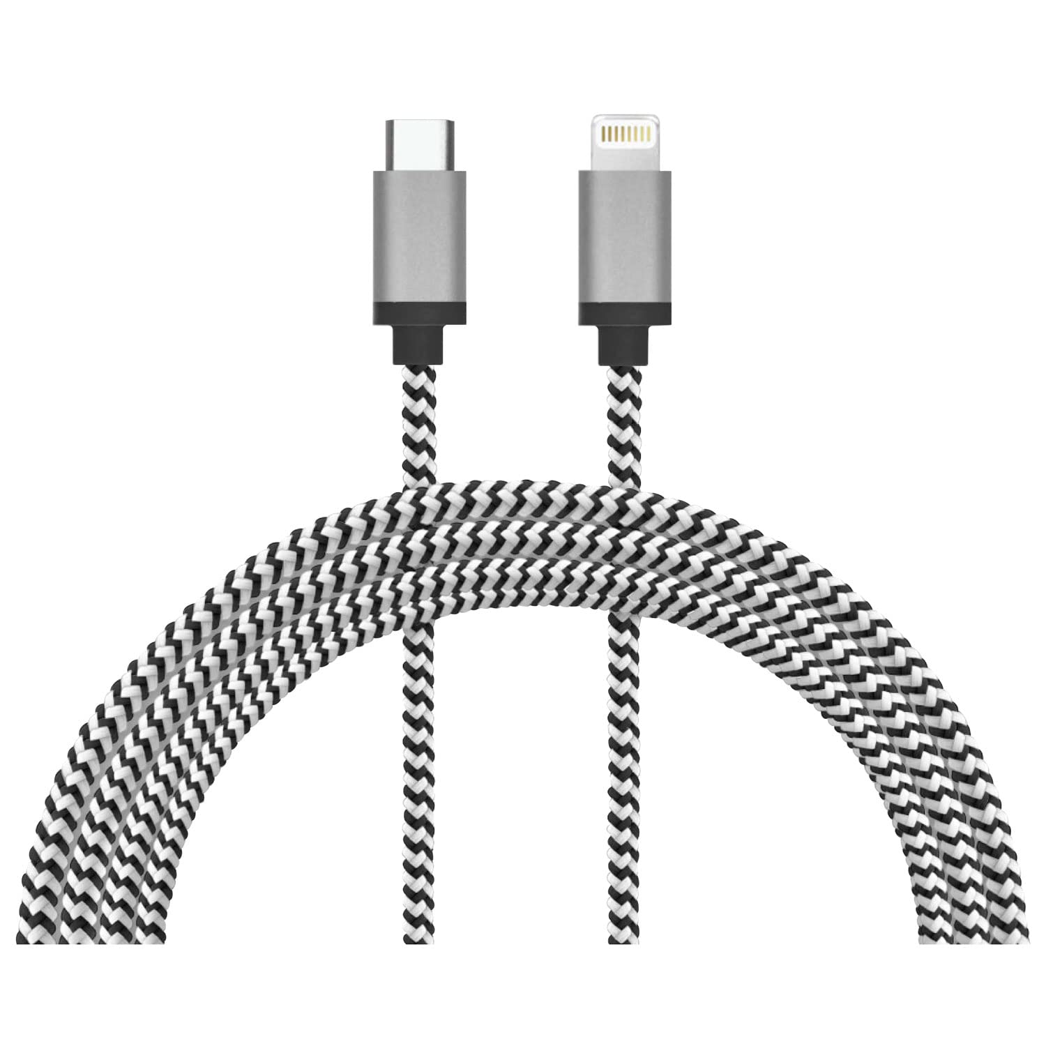 LBT USB C to Lightning Cable 4ft (1.2m) - MFi Certified Fast Charging Cord for iPhone 11/11 Pro/11 Pro Max/X/XS/XR/XS Max/8/8 Plus - Durable Braided Nylon Design in Black & White - Perfect for Home, Office, Car Charging & Travel Accessories