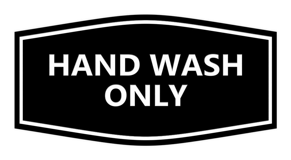 ByLITA Elegant Hand Wash Only Sign in Black - Medium Size for Laundry Room, Dry Cleaners & Delicate Clothing Care