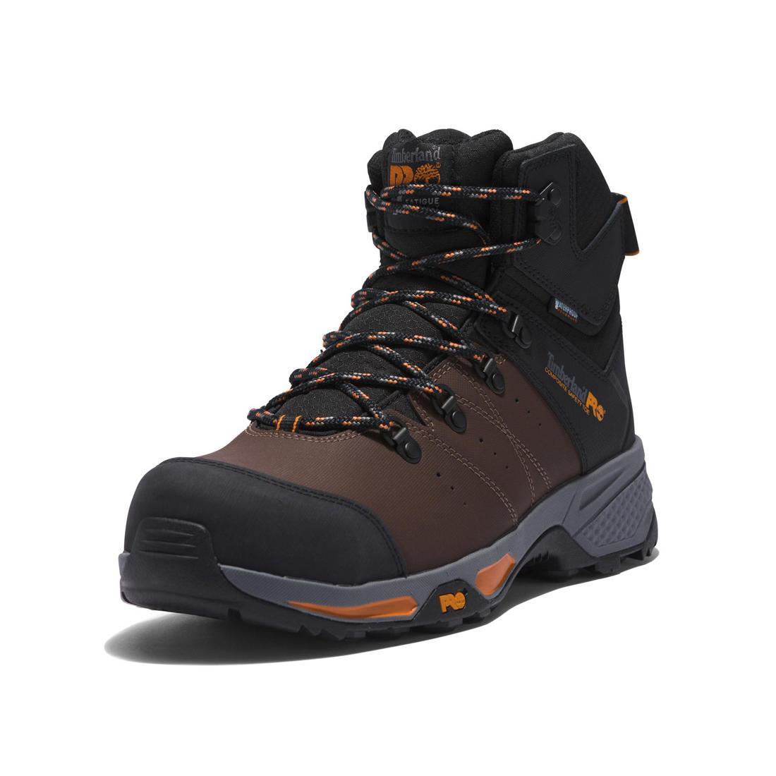 Switchback 6 Inch Composite Toe Waterproof Work Boots for Men - Brown Safety Shoes for Construction, Hiking & Outdoor Work