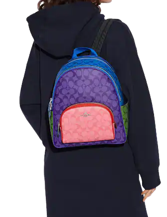 Coach Court Backpack in Blocked Signature Canvas - Stylish & Durable Laptop Backpack for Women & Men - Perfect for Work, School & Travel