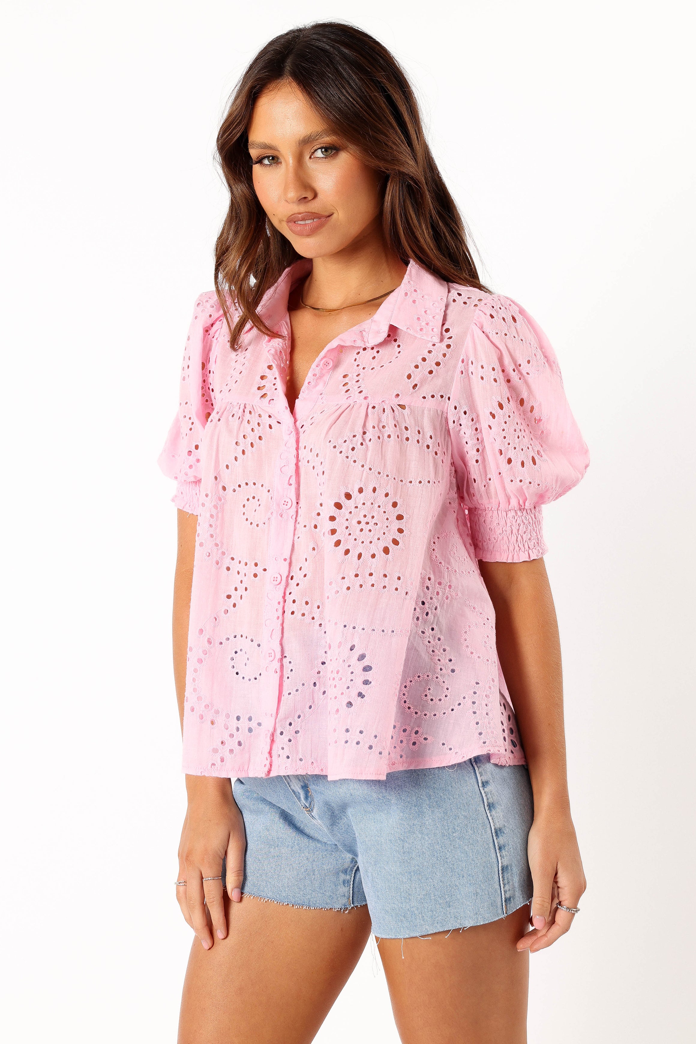 Janelle Women's Casual Pink Top - Flowy Blouse for Summer, Office, and Date Night Outfits
