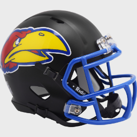 Kansas Jayhawks Riddell Speed BLACK Mini Helmet - Authentic College Football Collectible for Display & Fan Decor