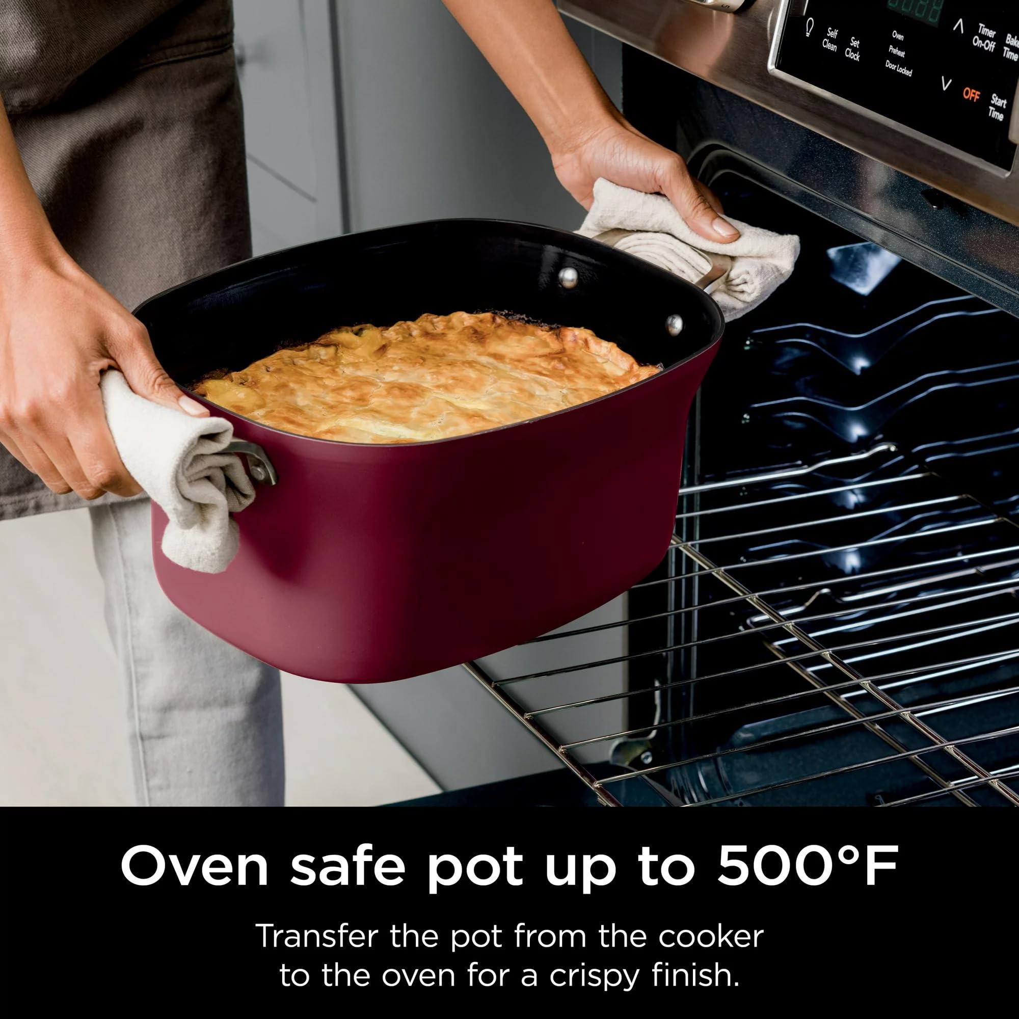 Ninja MC1000 Foodi PossibleCooker 8.5 Quart Multi-Cooker - 4-in-1 Slow Cooker, Dutch Oven, Steamer & More with Glass Lid & Spoon - Nonstick, Oven Safe Pot (500°F) - Cherry Red (Renewed) - Perfect for Family Dinners, Meal Prep & Holiday Cooking