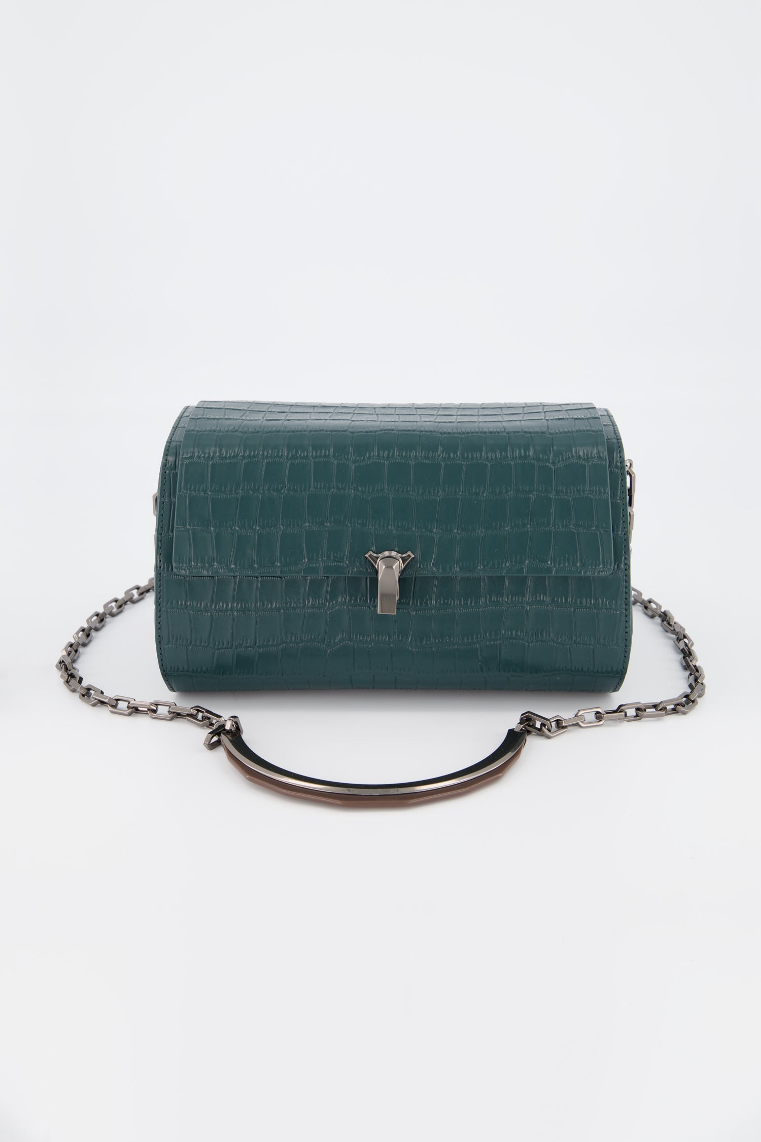 Volon Forest Crocodile Print PO Trunk Bag - Stylish Designer Handbag for Women, Luxury Leather Shoulder Bag for Travel, Work & Evening Events