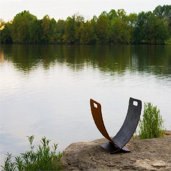 Fire Pit Art Wings of Flight Log Holder - Decorative Outdoor Firewood Rack for Camping, Backyard & Patio