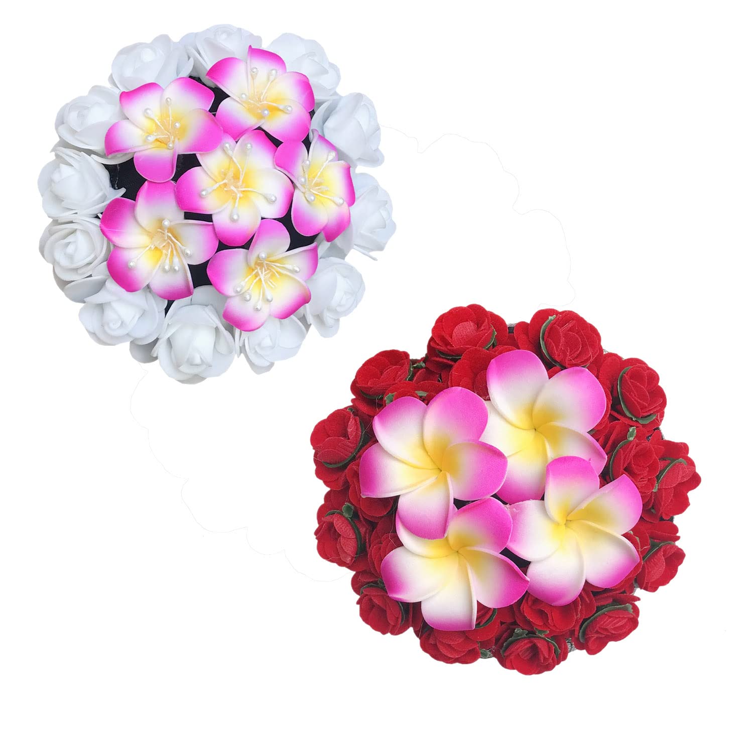 Gadinfashion™ Fabric Flower Juda Gajra Hair Bun for Women & Girls - 2 Pack Multicolor Hair Accessories for Wedding, Party & Special Occasions - Perfect for Bridal, Festivals and Boho Style Hairstyles