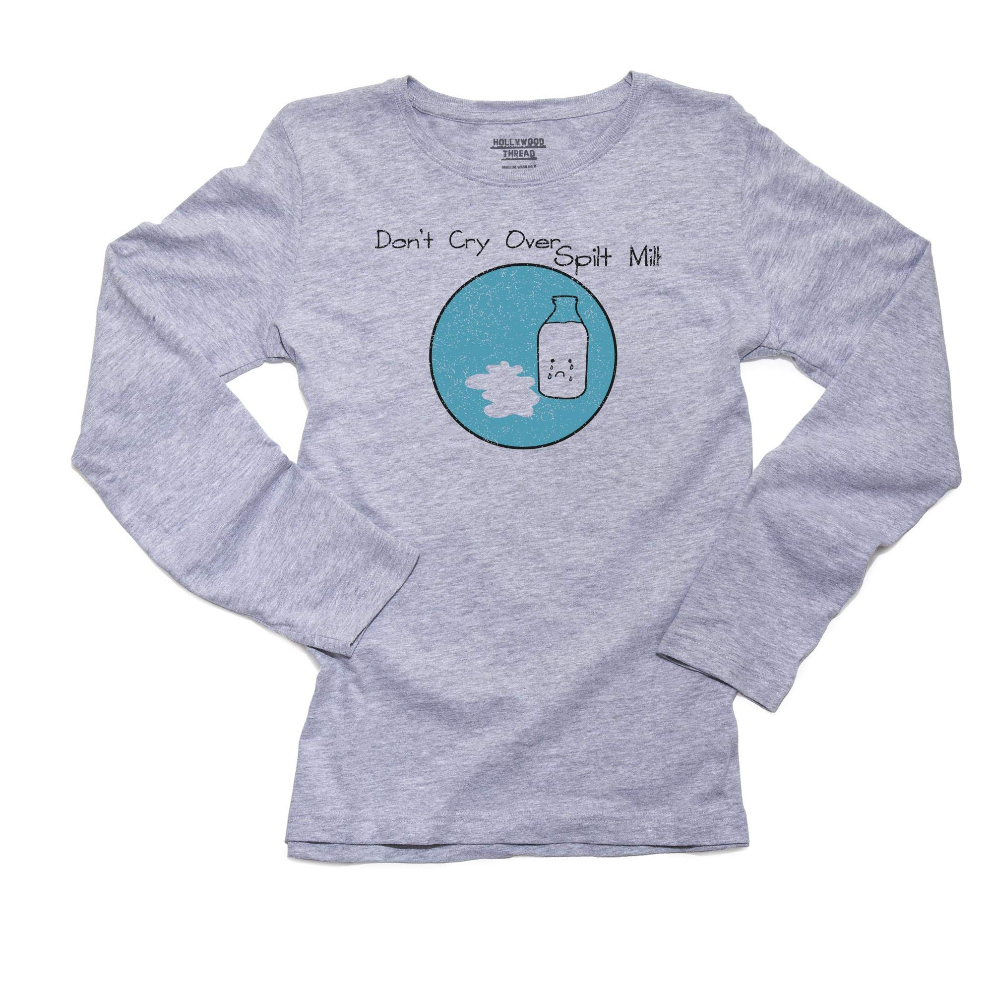 Funny 'Don't Cry Over Spilt Milk' Women's Long Sleeve T-Shirt - Humorous Graphic Tee for Casual Wear, Gifts & Everyday Outfits