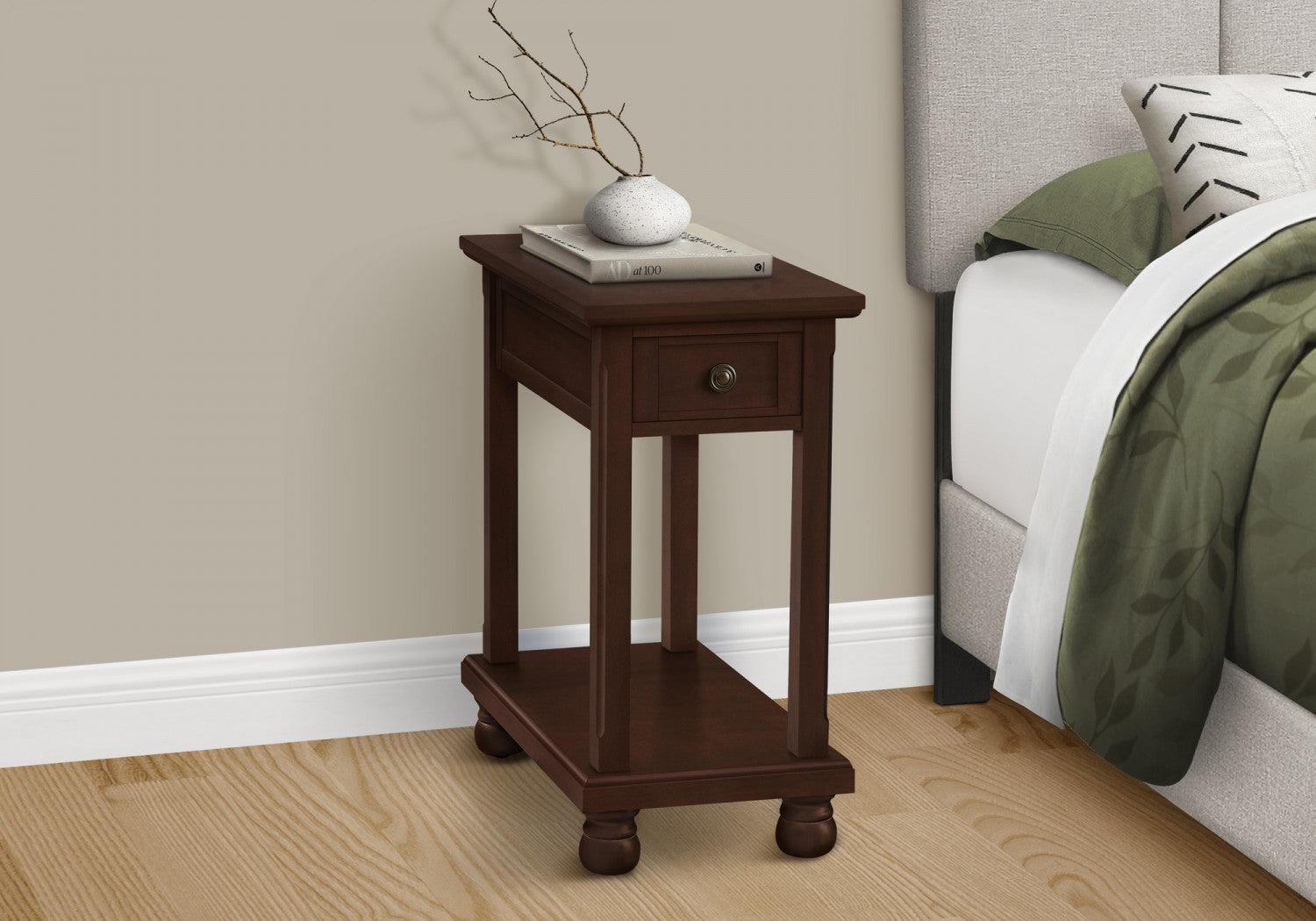 Modern Cova Side Table in Espresso Finish - Stylish End Table for Living Room, Bedroom, or Office - Perfect for Coffee, Books, and Decor