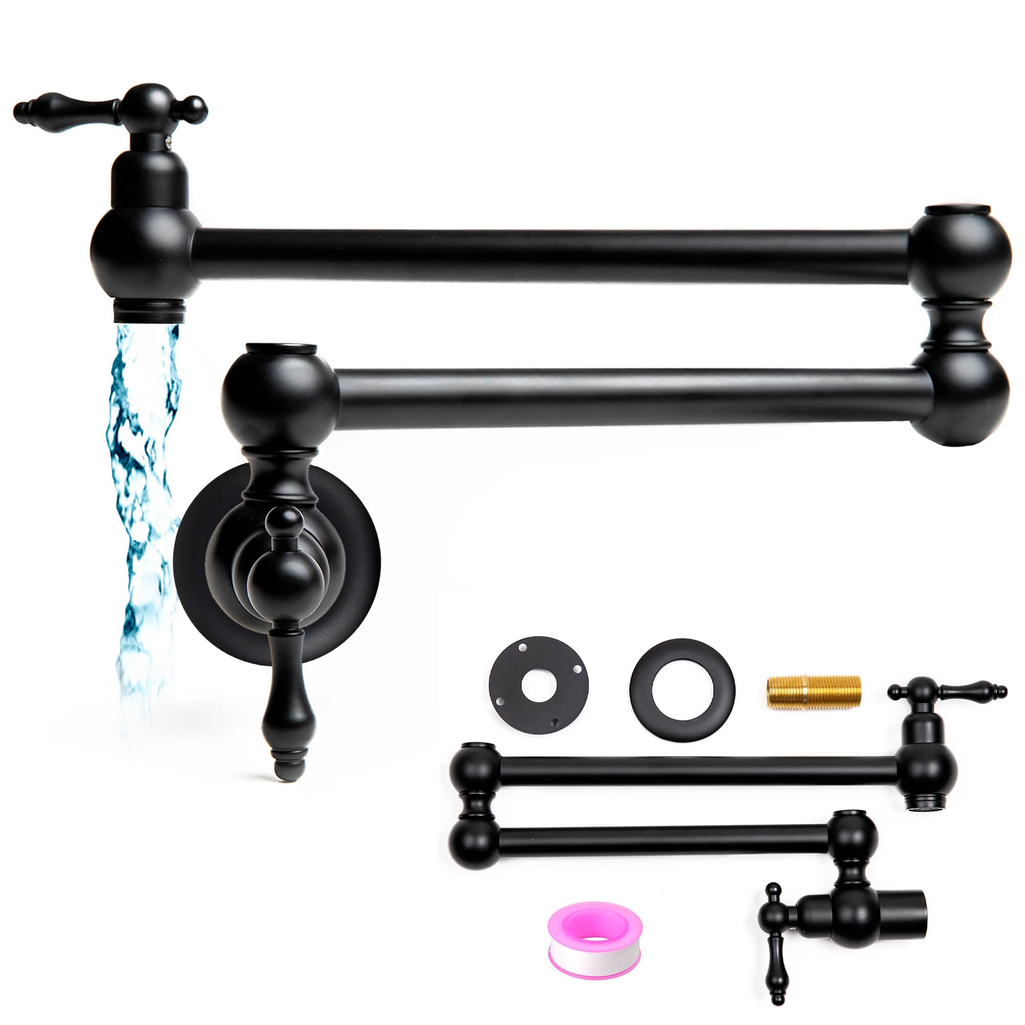 Wall Mount Black Pot Filler Faucet - 24