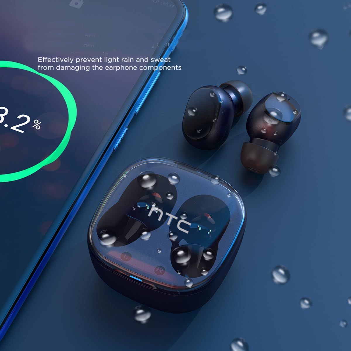 HTC Wireless Earbuds Bluetooth 5.3, Noise Cancelling Headphones with 22H Playtime - for Workout & Travel