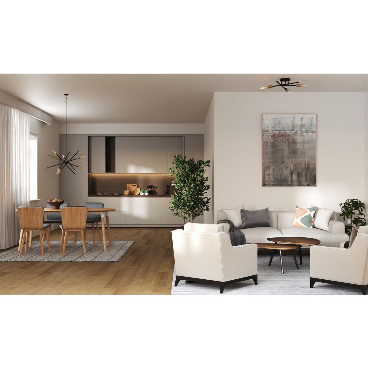 Astra Collection 6-Light Mid-Century Modern Chandelier in Antique Bronze - Perfect for Dining Room, Living Room, and Bedroom Lighting