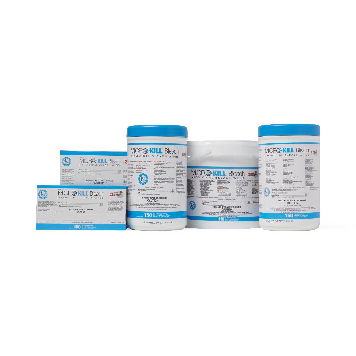 Micro Kill Germicidal Bleach Wipes | Disinfecting Cleaning Wipes for Home, Office & Healthcare | Kills 99.9% Germs & Bacteria | Various Sizes Available