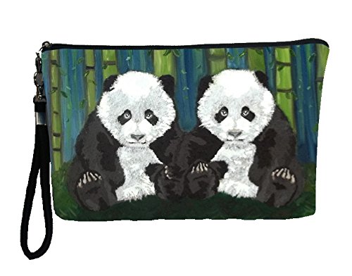 Vegan Wristlet Pouch - Large Nylon Wristlet Clutch Bag for Makeup, Pencils & Essentials | Perfect for Travel, School & Everyday Use | Cute Charm Design