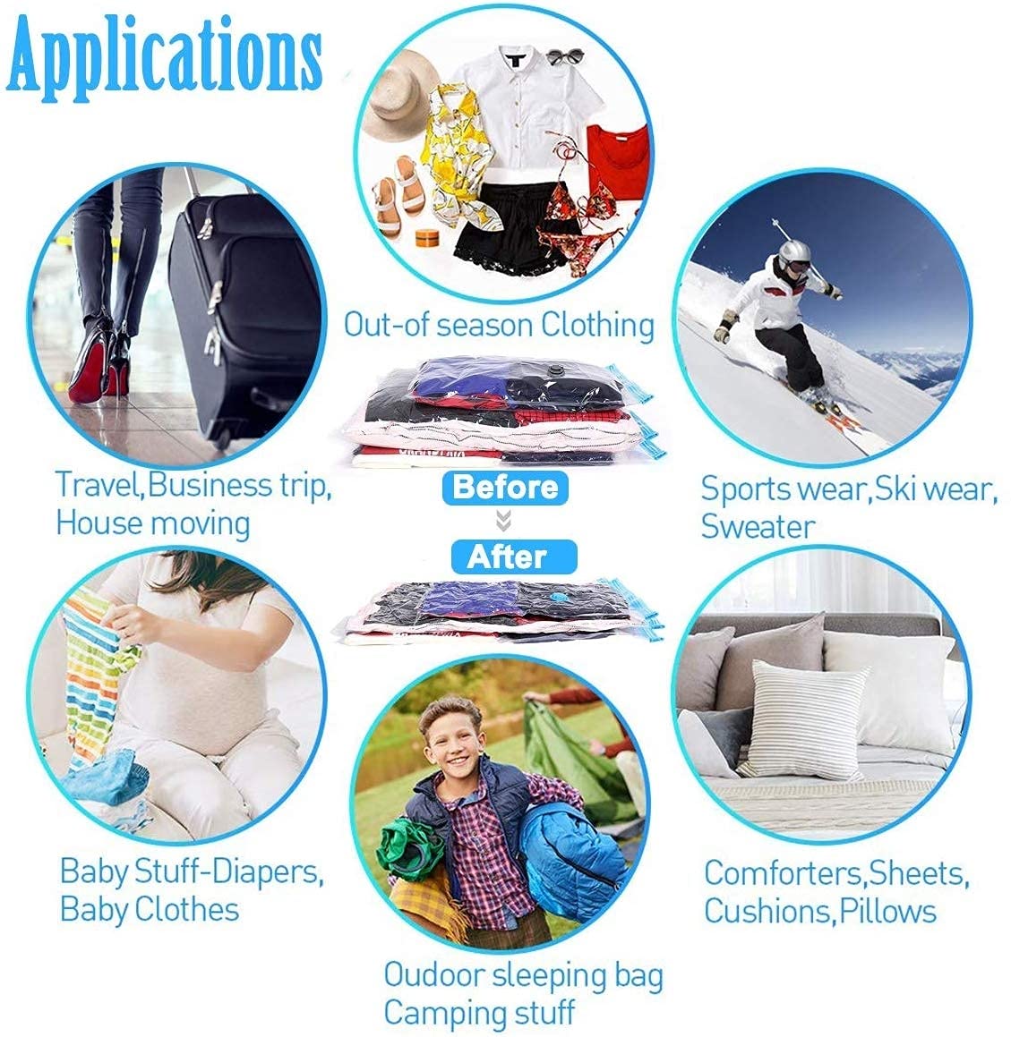 40 Pack Medium Vacuum Storage Bags for Travel - Space Saving Compression Bags for Luggage, Suitcase & Clothes | Perfect for Packing, Moving & Organizing