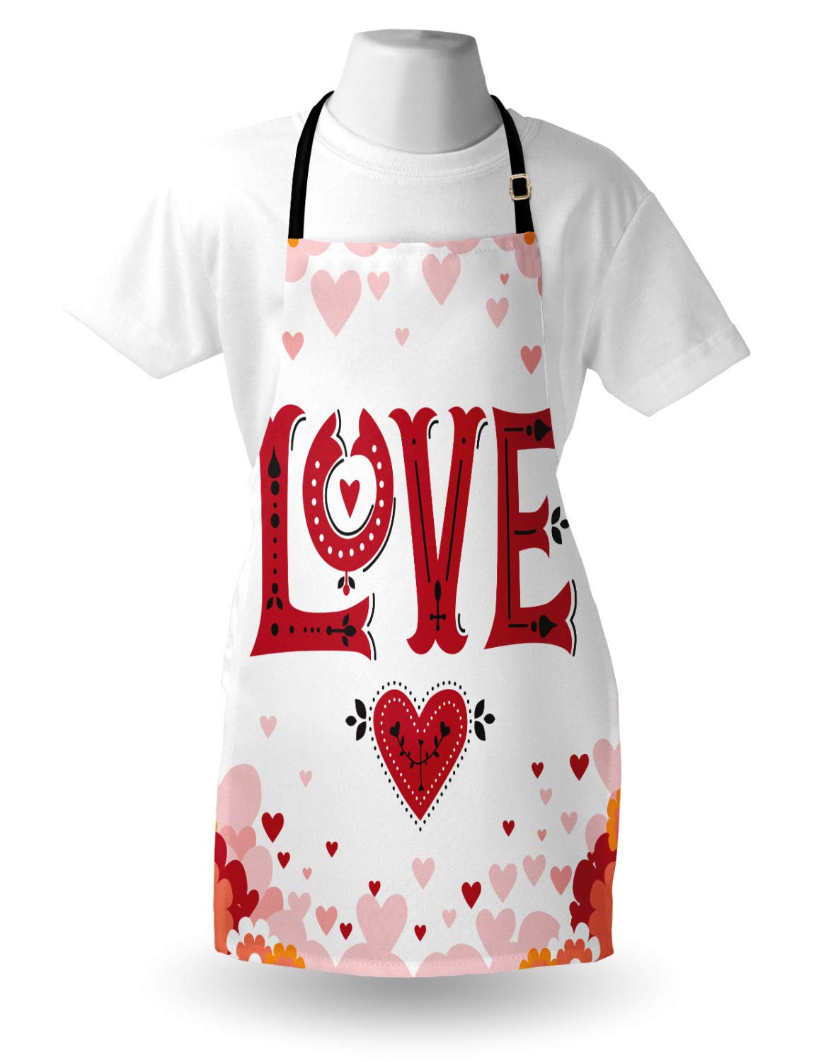 Vintage Valentine Apron with Hearts & Flowers - Unisex Kitchen Bib for Cooking, Baking, Gardening