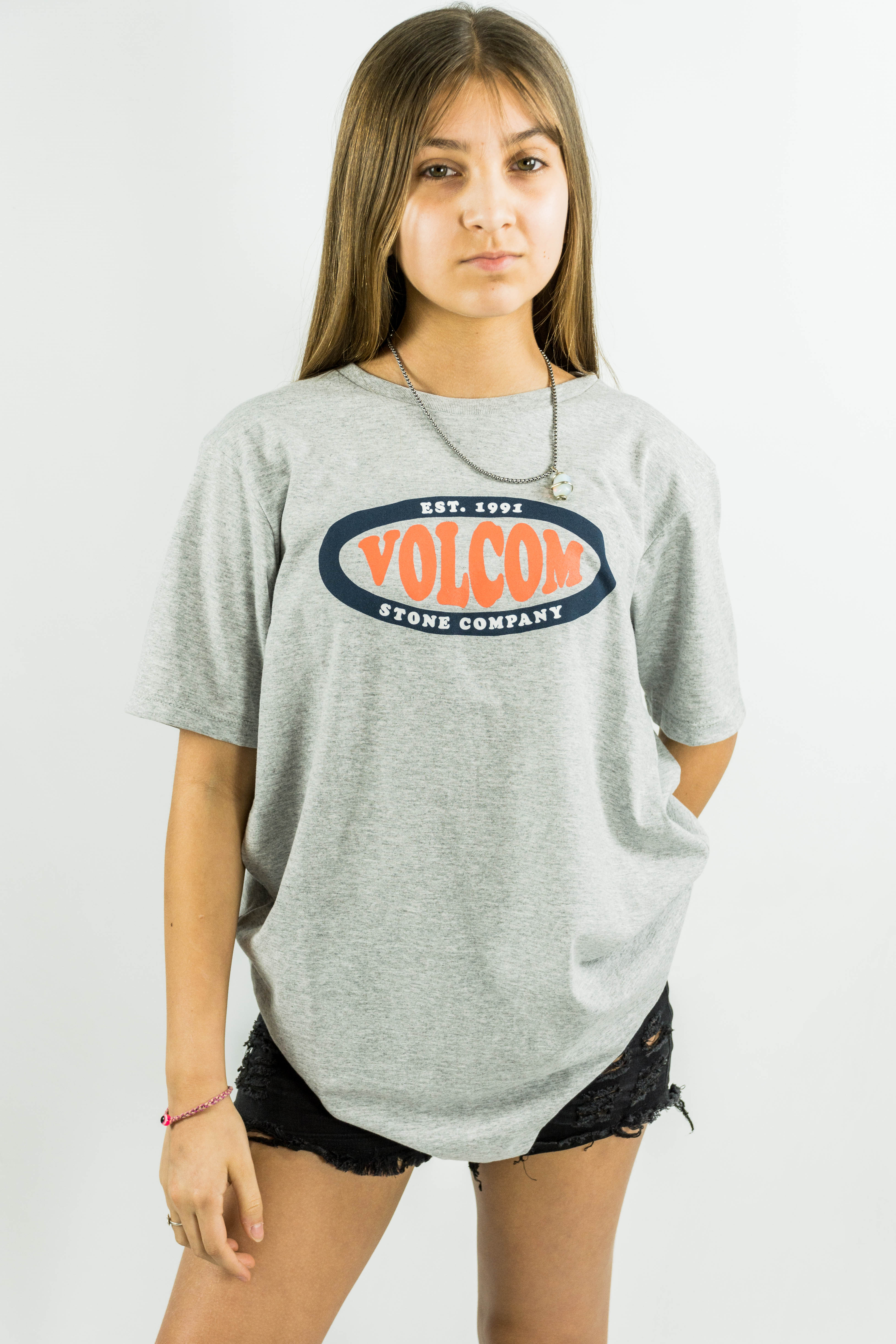 Volcom Kids T-Shirt for Boys & Girls - Heather Gray Cotton Tee with Cool Graphic Print | Perfect for School, Playdates & Casual Outings