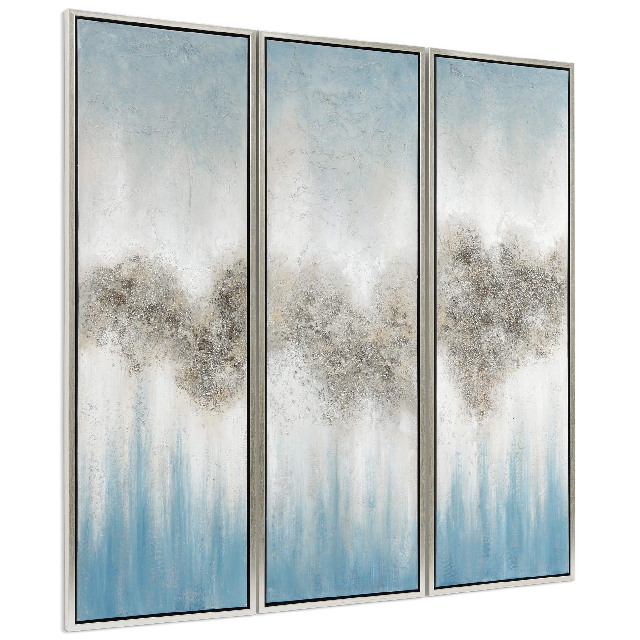 Martin Edwards Abstract Wall Art - Hand Painted Textured Canvas Triptych Set 60x20 Inches - Modern Home & Office Decor for Living Room, Bedroom, Dining Area