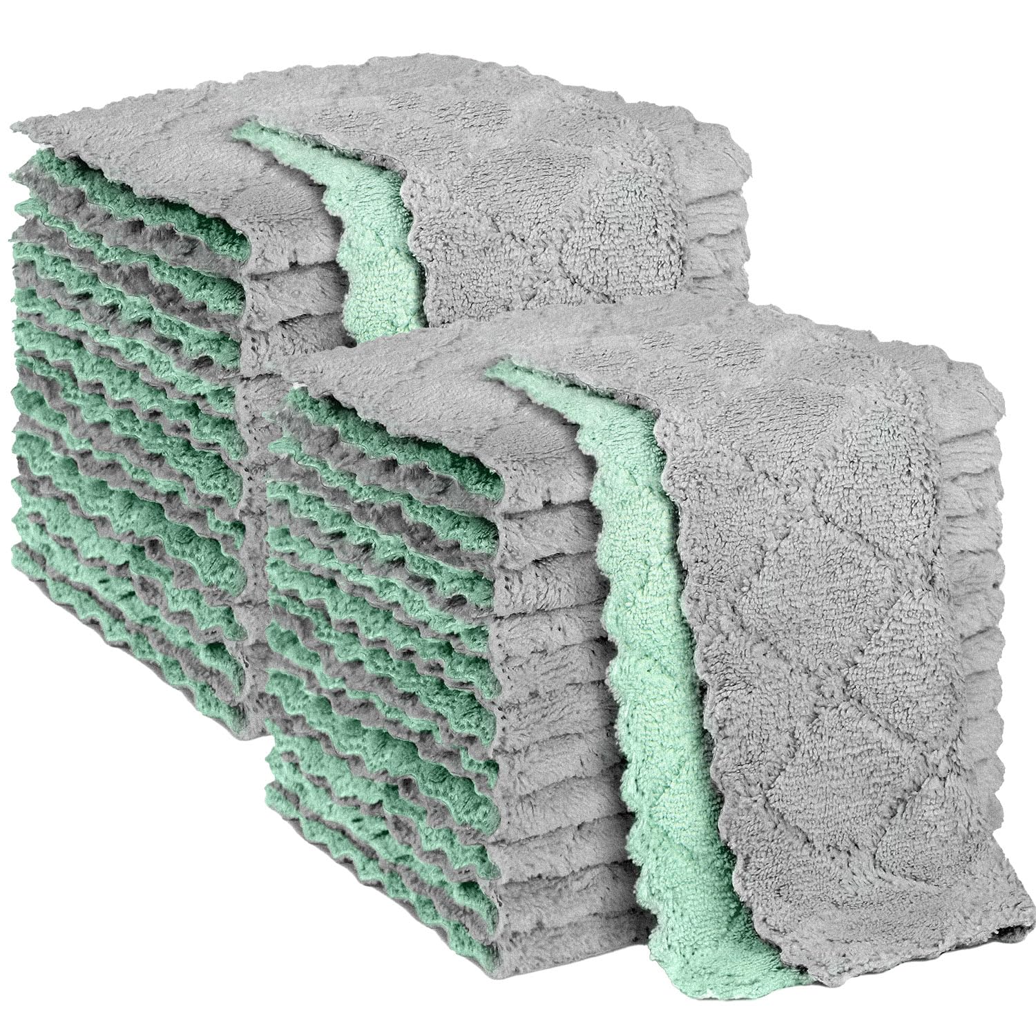 AIDEA 24 Pack Super Absorbent Microfiber Dish Cloths - Fast Drying & Reusable for Kitchen Cleaning