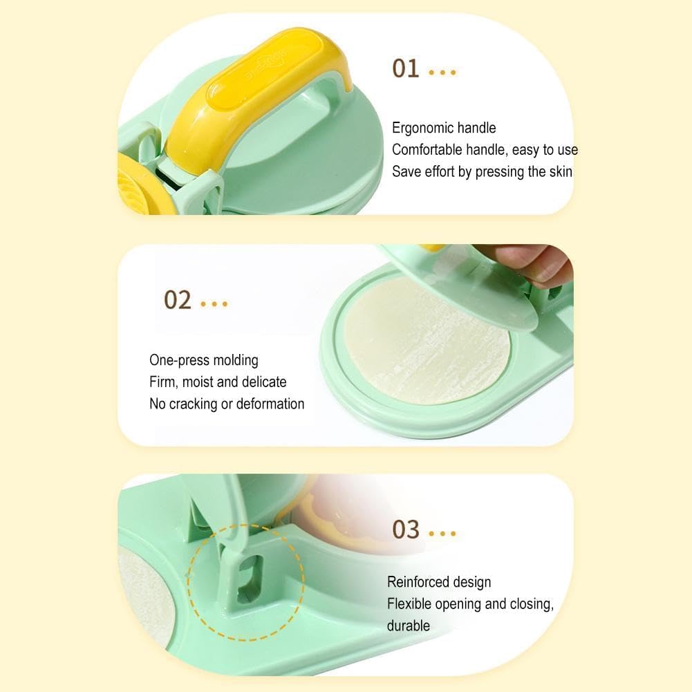 3 in 1 Dumpling Maker - Manual Dough Presser & Dumpling Wrapper - Perfect for Homemade Dumplings, Wontons & Pastries - Ideal for Asian Cooking, Family Meals & Party Snacks