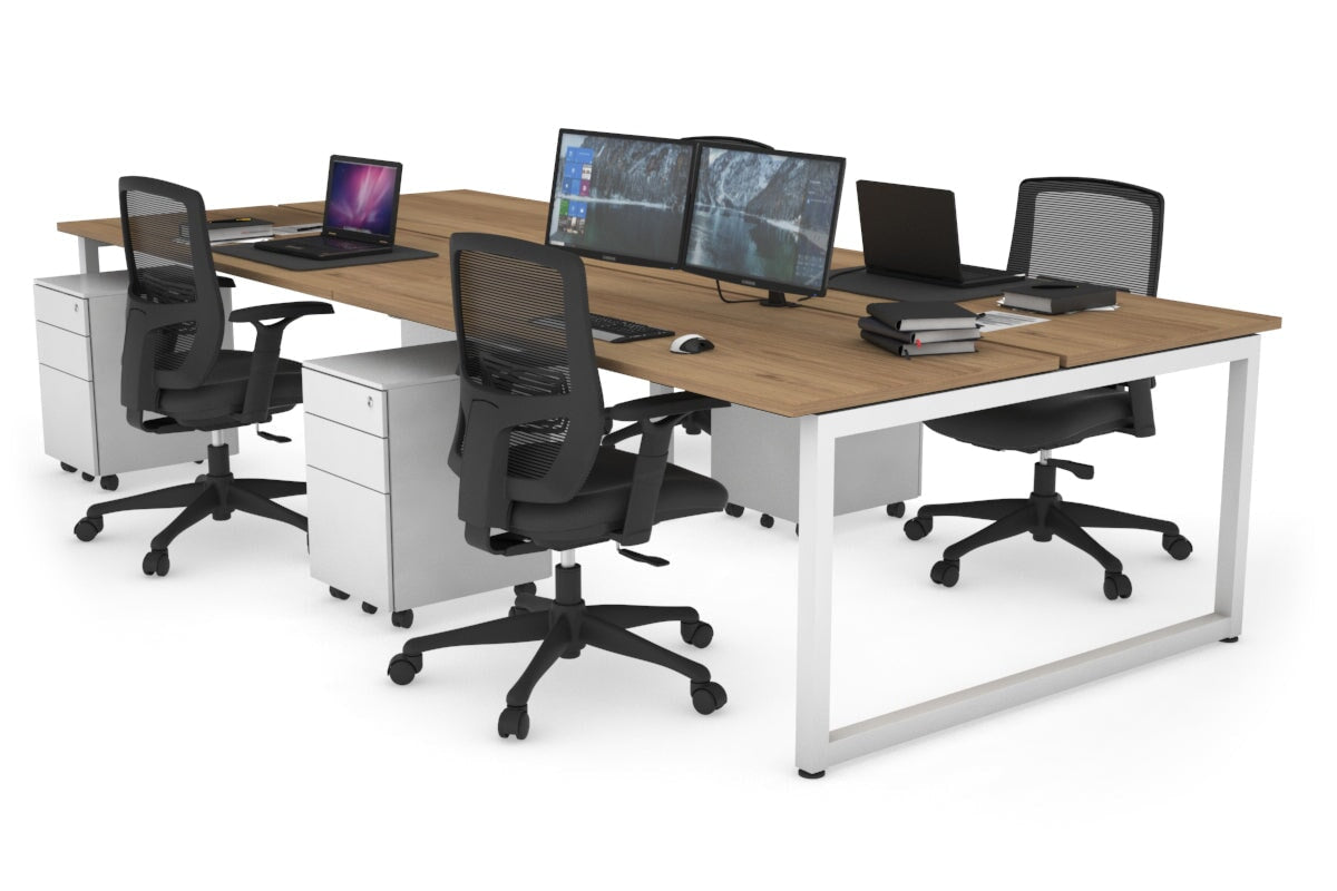 Quadro Loop Legs 4-Person Office Workstation - 1400L x 700W Modern Collaborative Desk for Team Workspaces | Perfect for Open Offices, Coworking Spaces & Conference Rooms