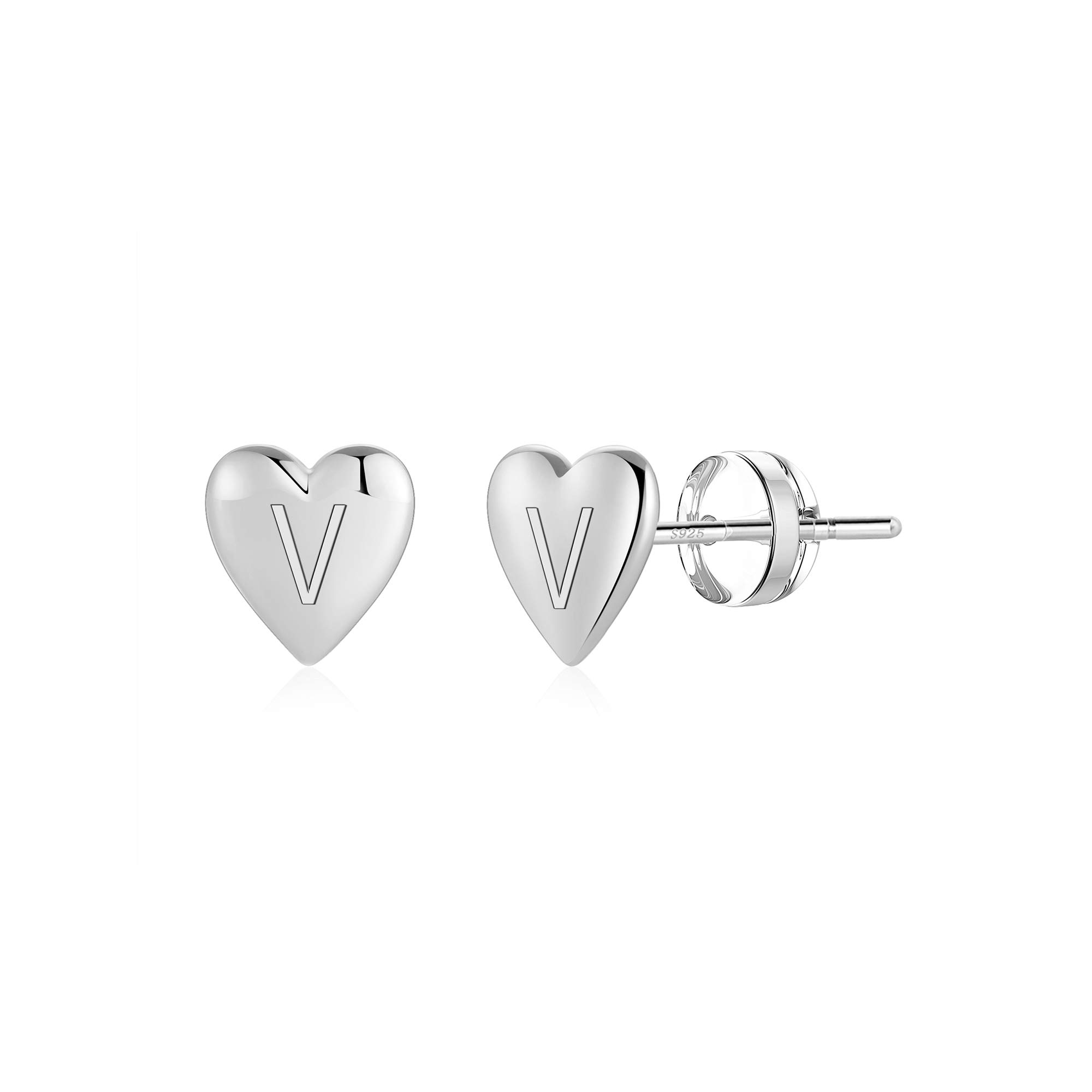 Heart Initial Stud Earrings for Women & Girls - 14K Gold Plated S925 Sterling Silver Hypoallergenic Dainty Letter Earrings | Perfect Gift for Birthday, Valentine's Day & Everyday Wear | Sensitive Skin Friendly Jewelry