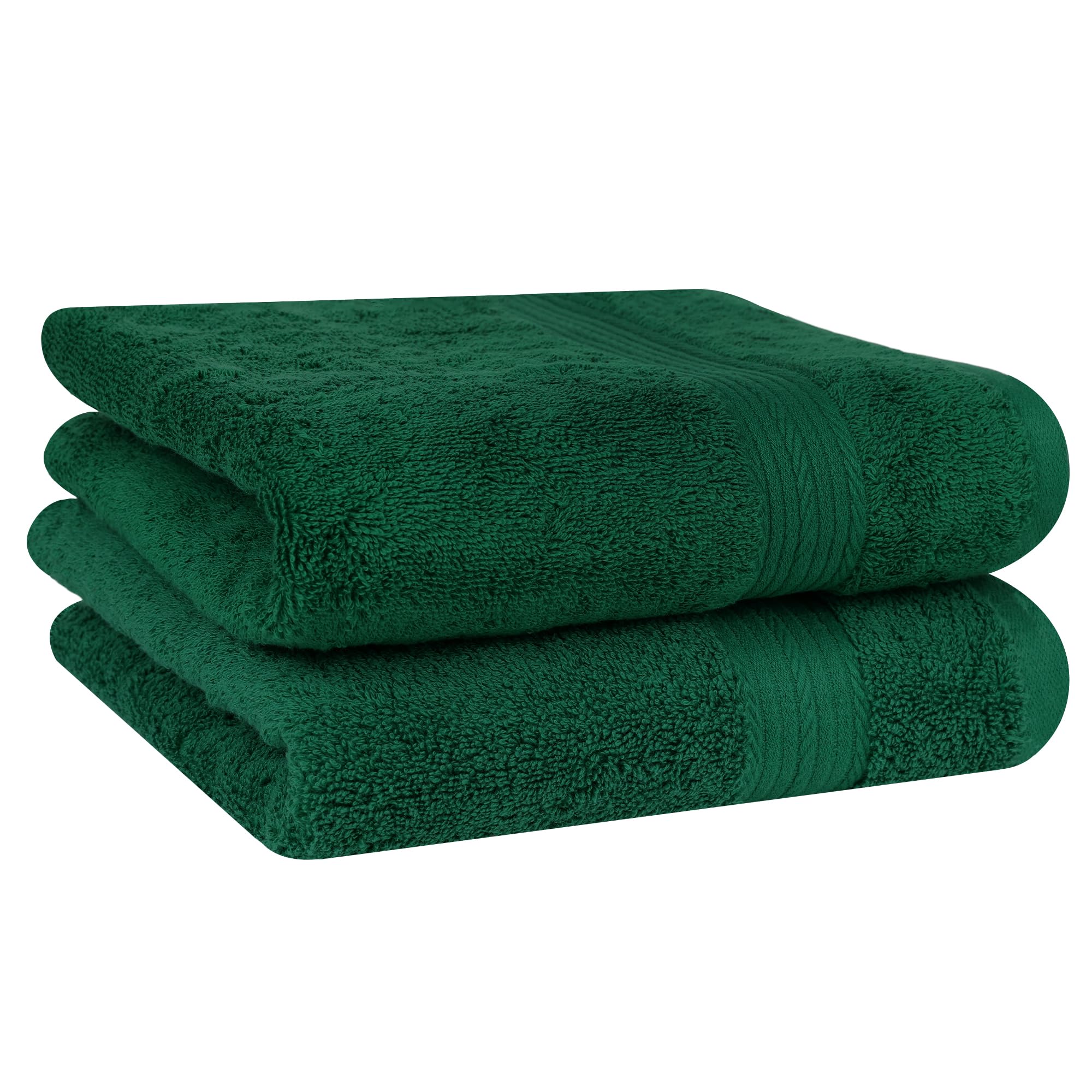 Ample Decor Premium 100% Cotton Hand Towels 18x28 Inches, 600 GSM Ultra Soft & Absorbent - Set of 2 Green Bath Towels for Kitchen, Bathroom & Spa - Luxury Home Decor Essentials