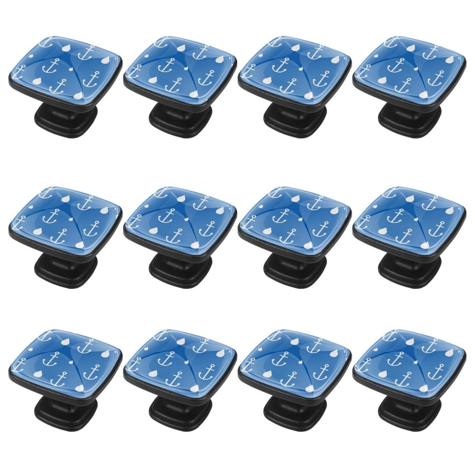12Pcs Anchor Blue Cabinet Handles & Drawer Knobs - Vintage Dresser Hardware for Kitchen Cabinets, Bathroom Vanity & Furniture Upgrades