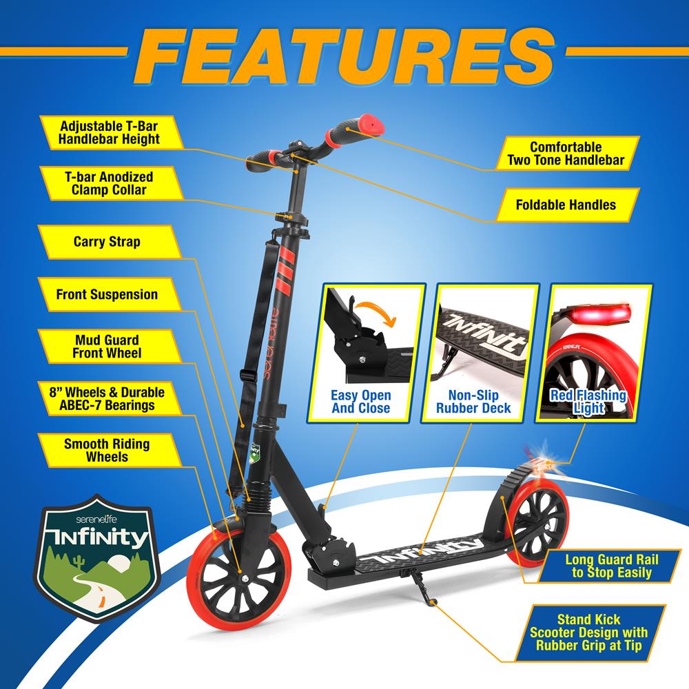 Foldable Kick Scooter for Adults & Teens - Lightweight Aluminum Commuter Scooter with Adjustable Handlebar - Perfect for Urban Commuting, Campus Travel & Leisure Rides
