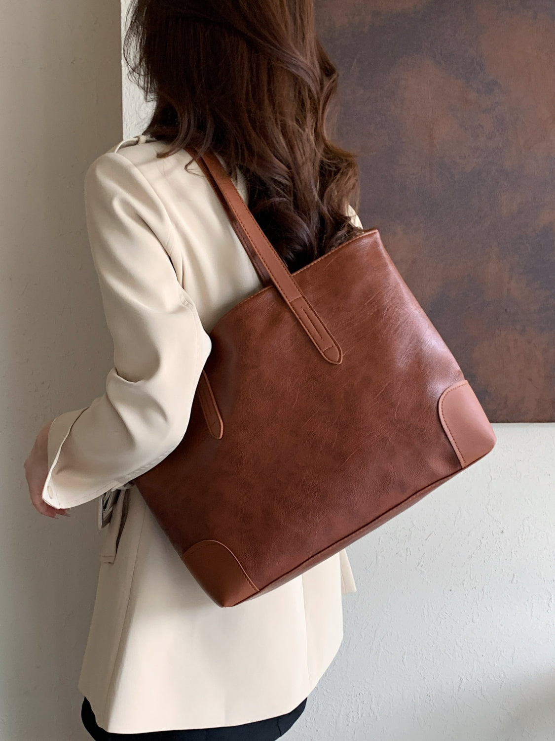 Premium PU Leather Tote Bag for Women - Stylish & Durable Medium Shoulder Bag - Perfect for Work, Travel & Everyday Use