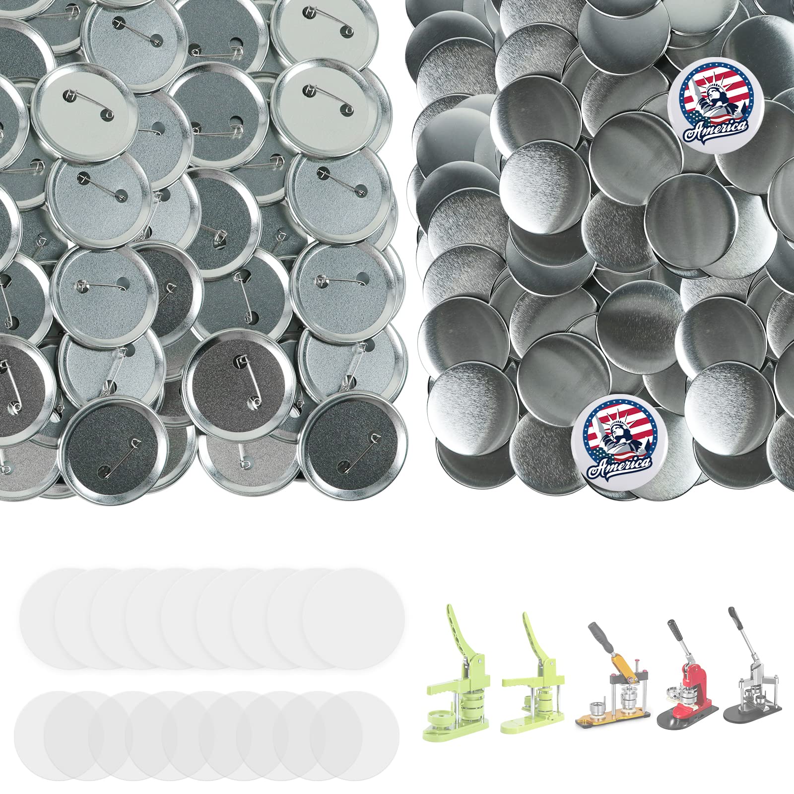 200 Sets Blank Metal Button Supplies for Pin Badge Maker - 58mm (2.28 inch) DIY Button Parts with Blank Paper - Perfect for Custom Pins, DIY Crafts, Promotional Items & Event Giveaways