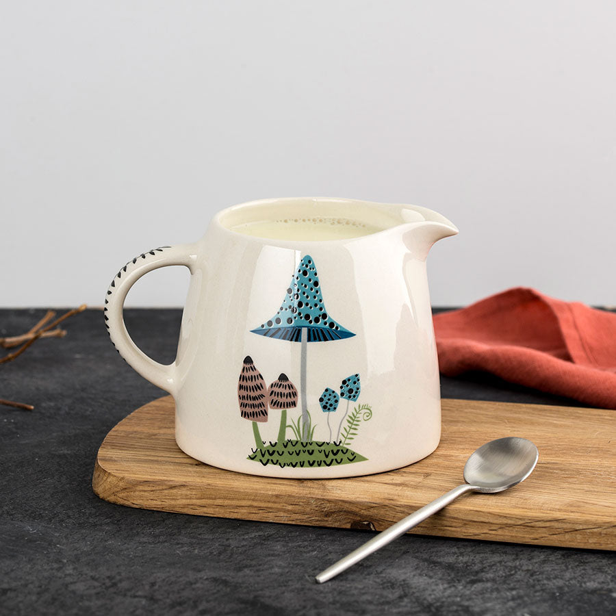Handmade Ceramic Toadstool Milk Jug Set of 6 - Whimsical Mushroom-Shaped Pitcher for Coffee, Tea & Milk - Perfect for Farmhouse Kitchens, Cottagecore Decor & Gift Giving