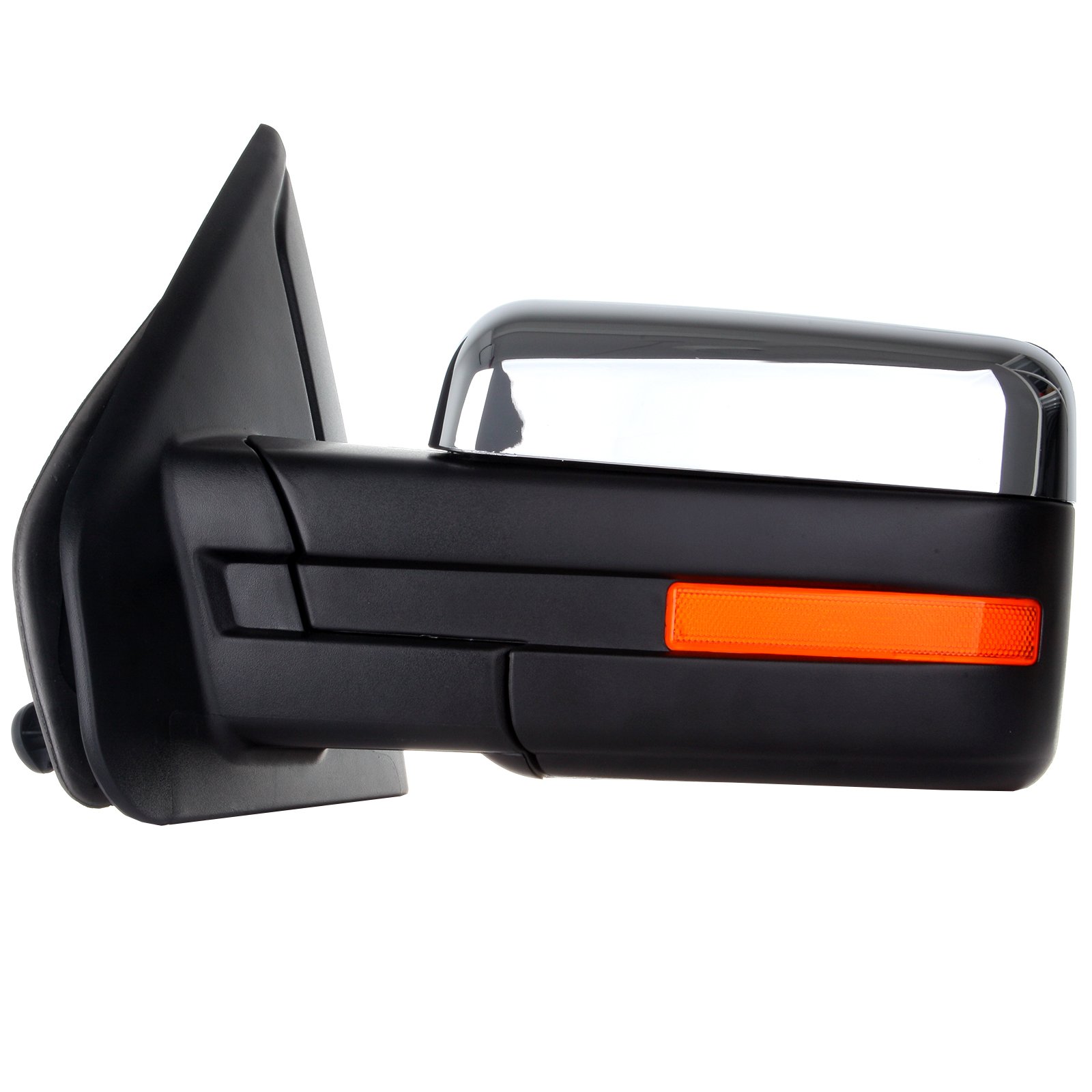 CCiyu Power-Adjusted Heated Towing Mirror with Turn Signal & Puddle Light - Chrome LH Left Side Compatible with Ford F150 (2004-2014) & F-250 (1997-1999) - Perfect for Towing, Night Driving & Off-Road Adventures