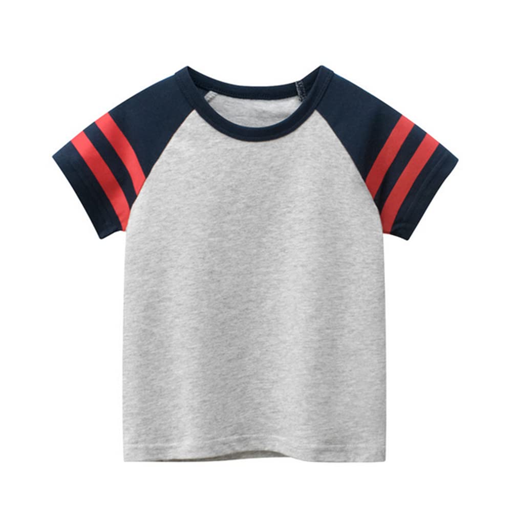 Toddler Boys' Striped Patchwork Short Sleeve T-Shirt - Summer Cotton Casual Tee for Kids | Playtime, Beach & Outdoor Activities
