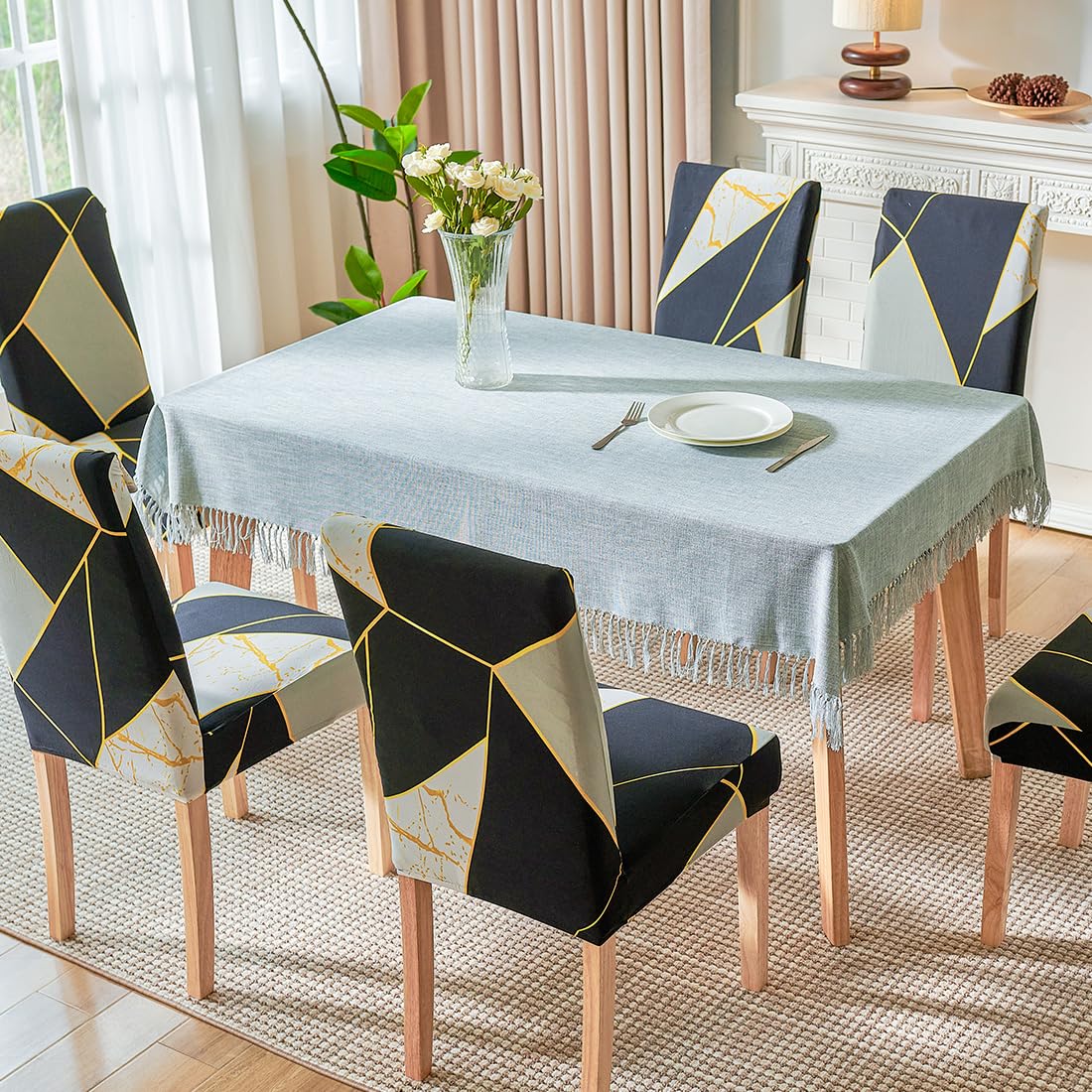 Stretch Dining Chair Covers 6 Pack - Washable Spandex Kitchen Parsons Chair Slipcovers for Home & Party (Blue) | Perfect for Dining Room, Kitchen, Wedding & Event Decor