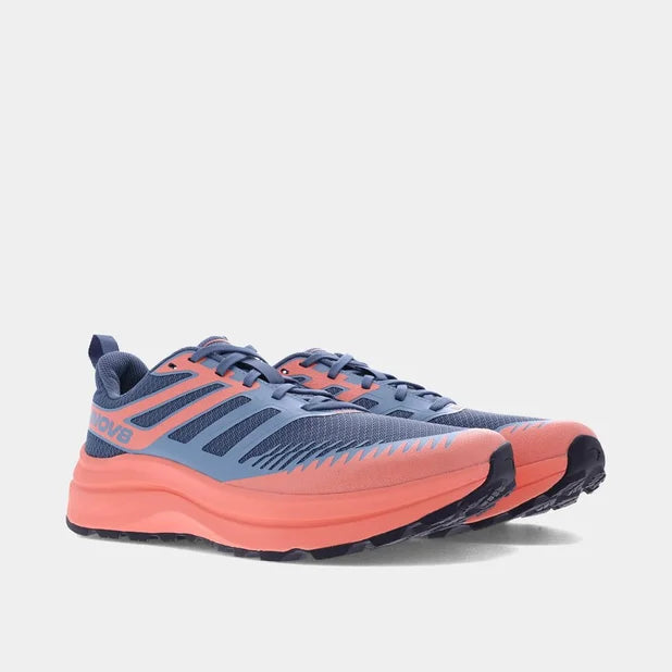 INOV8 Women's TrailFly Max Wide Trail Running Shoes - Blue Grey/Coral/Light Grey - Lightweight & Durable for Hiking, Trail Running & Outdoor Adventures