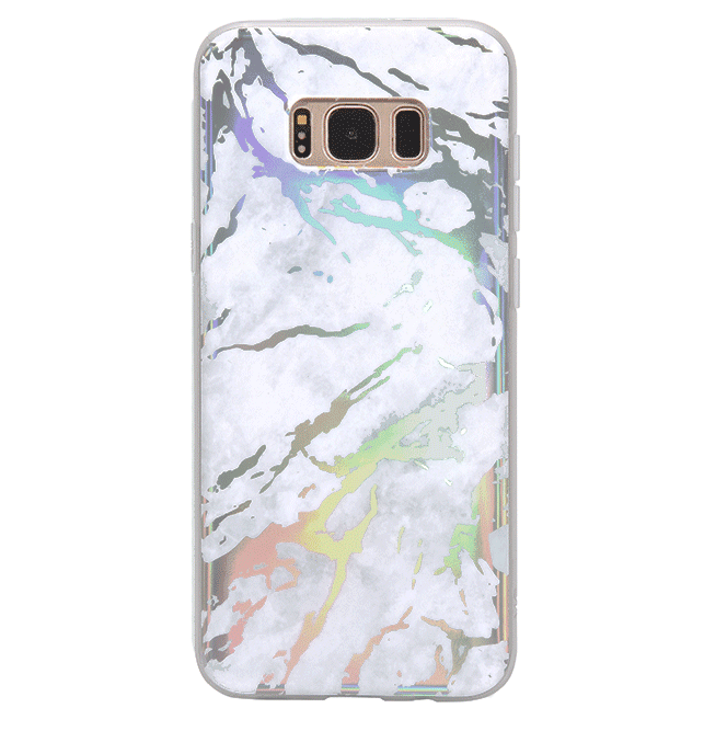 Holo White Marble Phone Case for Samsung Galaxy S21/S20/Note 20 - Premium Protective Cover with Glitter Design - Perfect for Everyday Use, Work & Travel