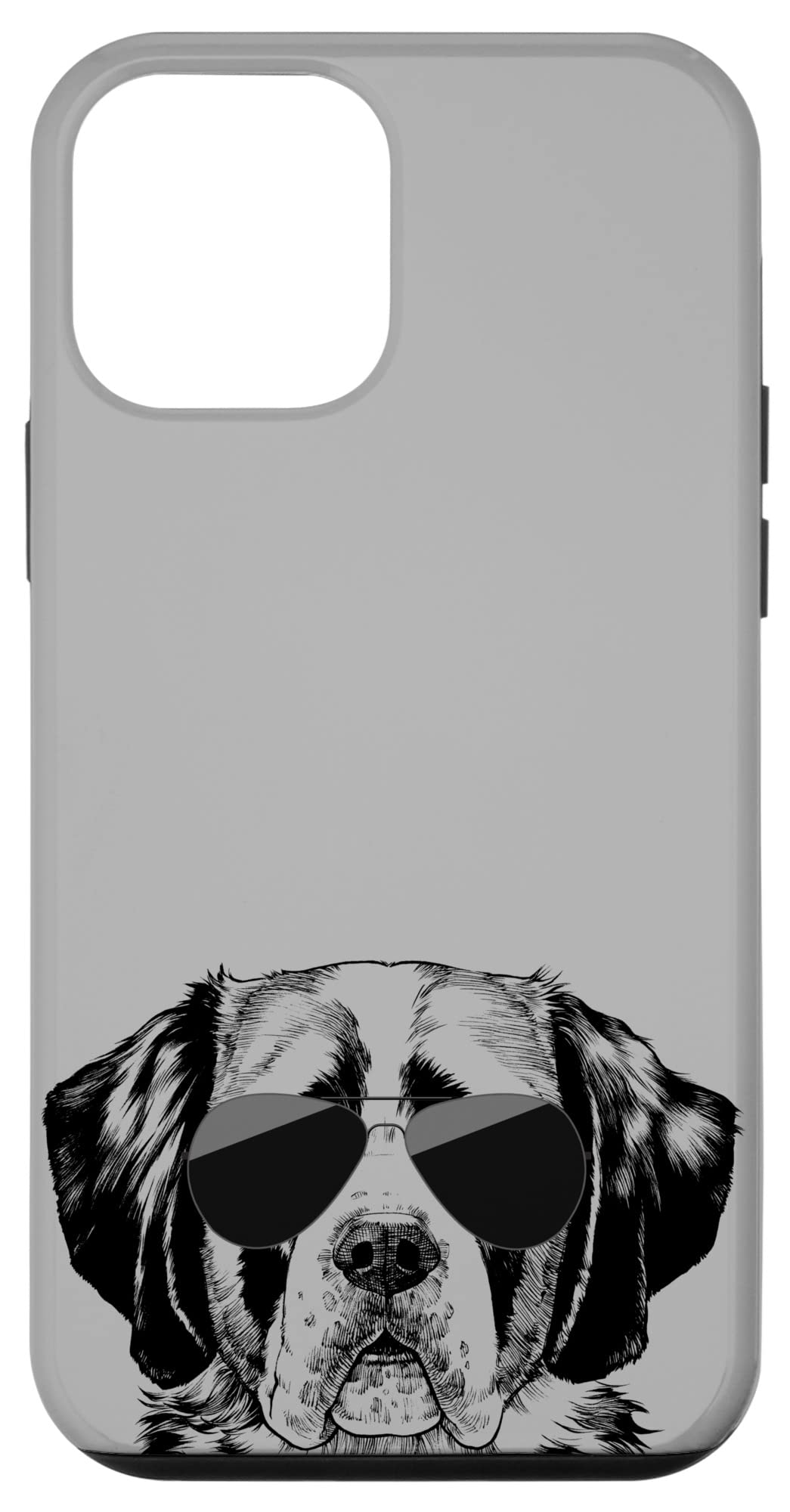 iPhone 12 Mini Phone Case with Saint Bernard Dog & Sunglasses Design - Cute Protective Cover for Everyday Use, Work, and Travel