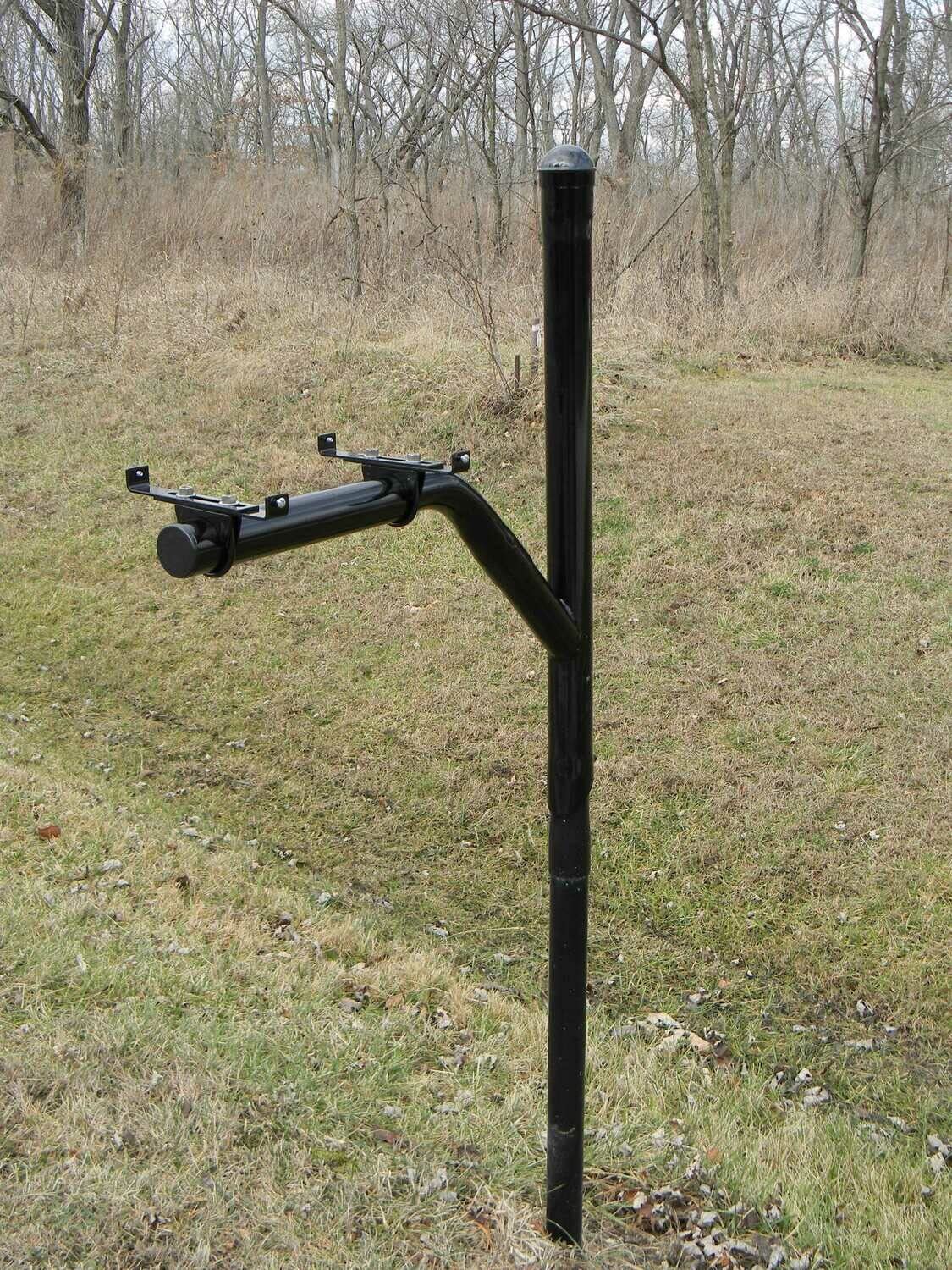 Black Steel Return-to-Center Swing Away Snowplow Proof Mailbox Post - 30 Inch Durable Mailbox Extender for Rural Driveways & Winter Road Safety