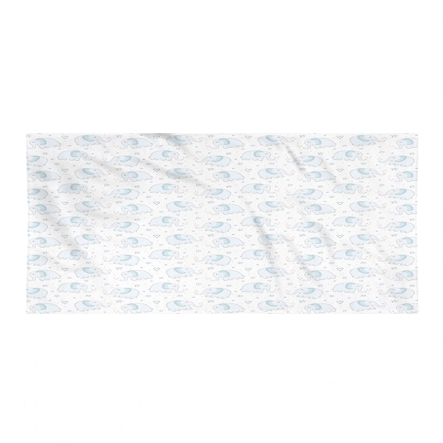 Ambesonne Animal Backpacking Towel - Quick Dry Soft Absorbent Microfiber Camping Towel with Cartoon Hand Drawn Hearts & Stars Design - Pale Blue Cinnamon White - Perfect for Hiking, Travel, Beach & Outdoor Adventures