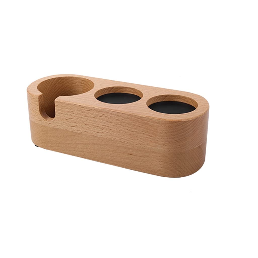 EKDSPW Wooden Coffee Filter Tamper Holder & Tamper Mat Stand - 51-53mm Coffee Maker Support Base Rack - Perfect for Espresso Machine Accessories & Barista Tools - Home & Cafe Use