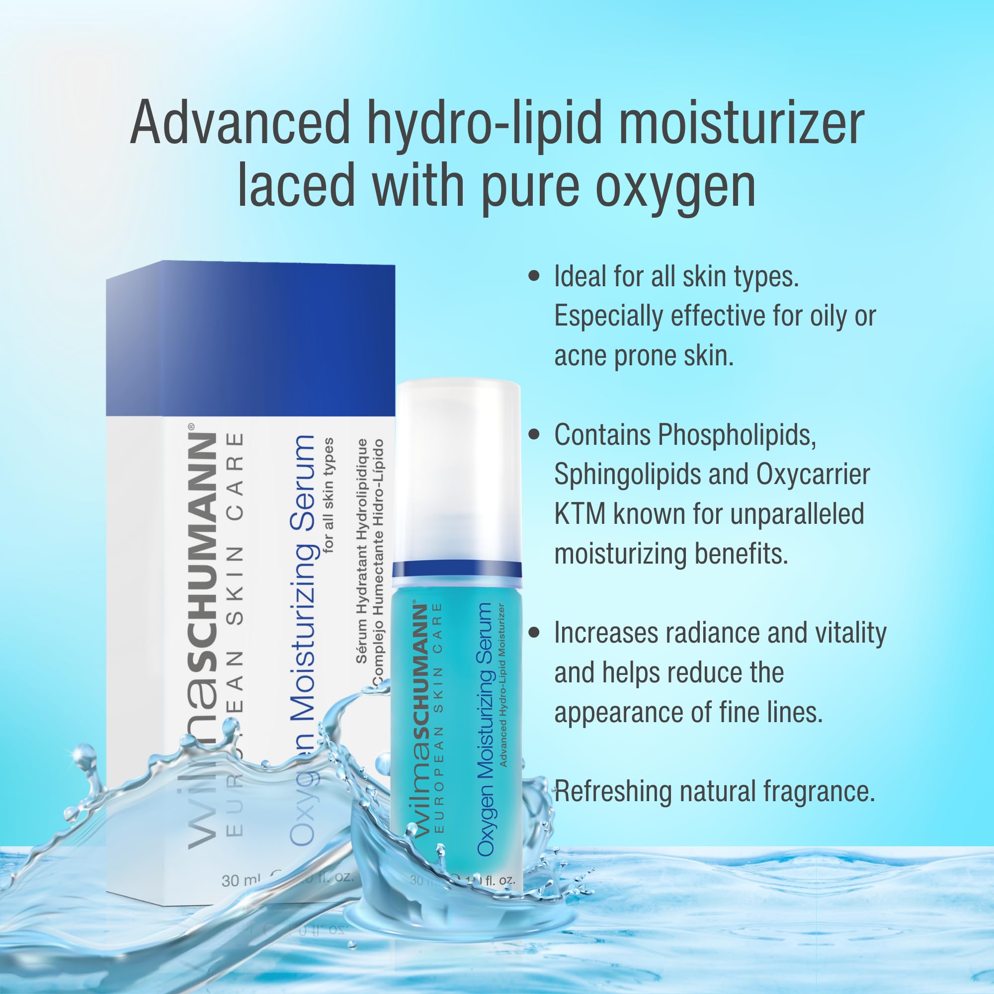 Oxygen Moisturizing Face Serum - Hydrating Facial Treatment with Hyaluronic Acid - 1 oz - Anti-Aging & Dry Skin Relief for Day & Night Skincare Routine