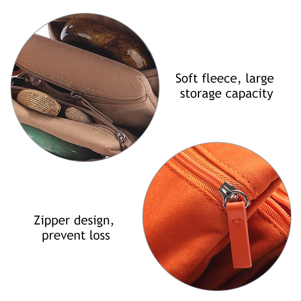 Zippered Jewelry Organizer Bag for Women - Foldable Travel Jewelry Display Pouch with Storage for Necklaces, Earrings, Rings & Bracelets | Perfect for Travel, Home Organization & Gift Giving (Orange)