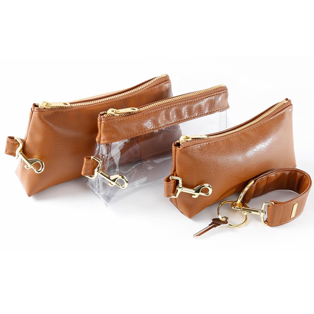 4-Piece Wristlet Set - Key Ring Bracelet & 3 Women's Faux Leather Purses | Stylish Handbags & Classic Clutch for Everyday Use, Parties & Travel