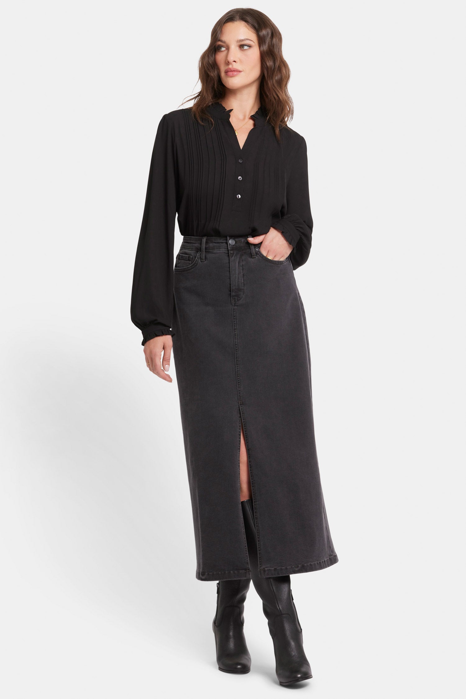 Elegant High Rise Long Skirt with Cloud Stone Print - Perfect for Office Wear, Date Night & Special Occasions