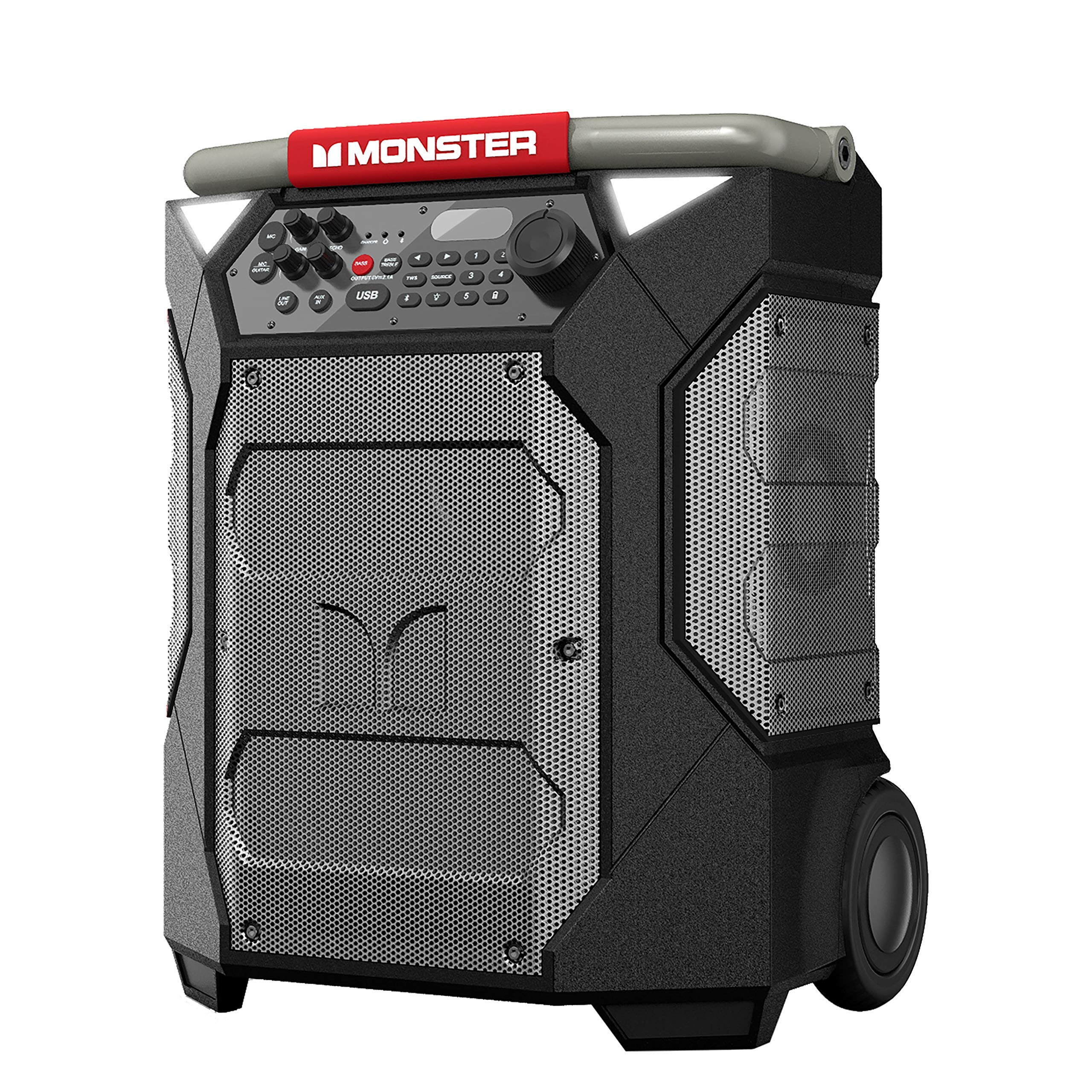Monster Rockin' Roller 270 Portable Wireless Speaker - 200W Powerful Sound, 100H Playtime, IPX4 Waterproof, Qi Charging, TWS Pairing (Renewed) - Perfect for Outdoor Parties, Beach Trips & Home Entertainment