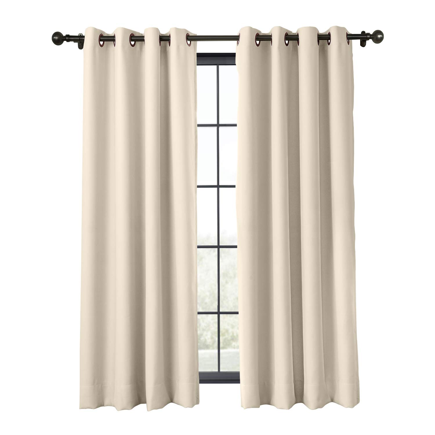 TWOPAGES Bronze Grommet Blackout Curtains - Fireproof Thermal Insulated Door Drapes with Flame Retardant for Living Room, Bedroom & Home Theater - Noise Reducing & Energy Saving Window Treatments
