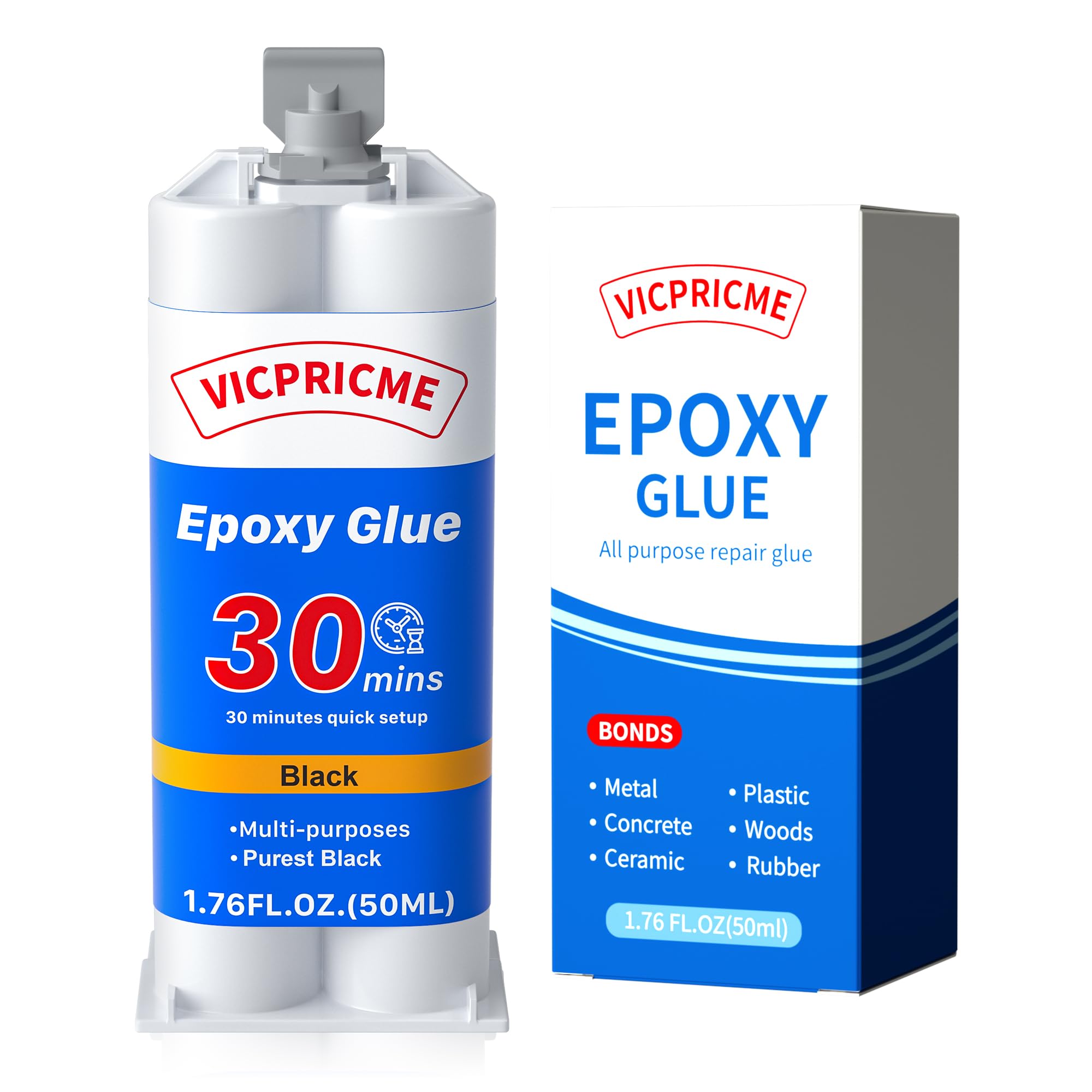2-Part Epoxy Glue for Plastic, Metal, Wood & Ceramics - 1.76oz Waterproof Plastic Weld Adhesive Syringe | Best Golf Club Repair Resin for Crack Fixing | Ideal for DIY Projects, Household Repairs & Crafting