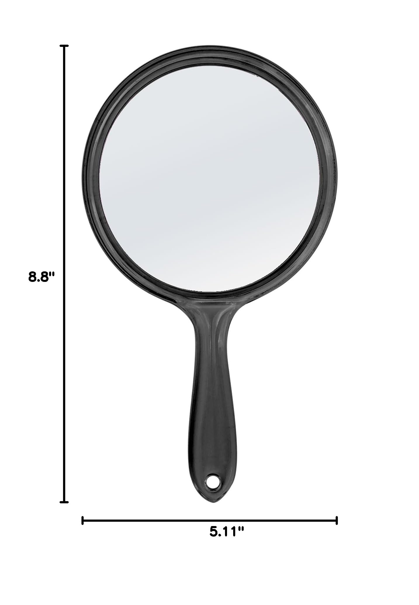 Double Sided Handheld Mirror with 1X/2X Magnification - Round Makeup Mirror with Comfortable Handle - Perfect for Beauty Routine, Travel & Vanity (Black)