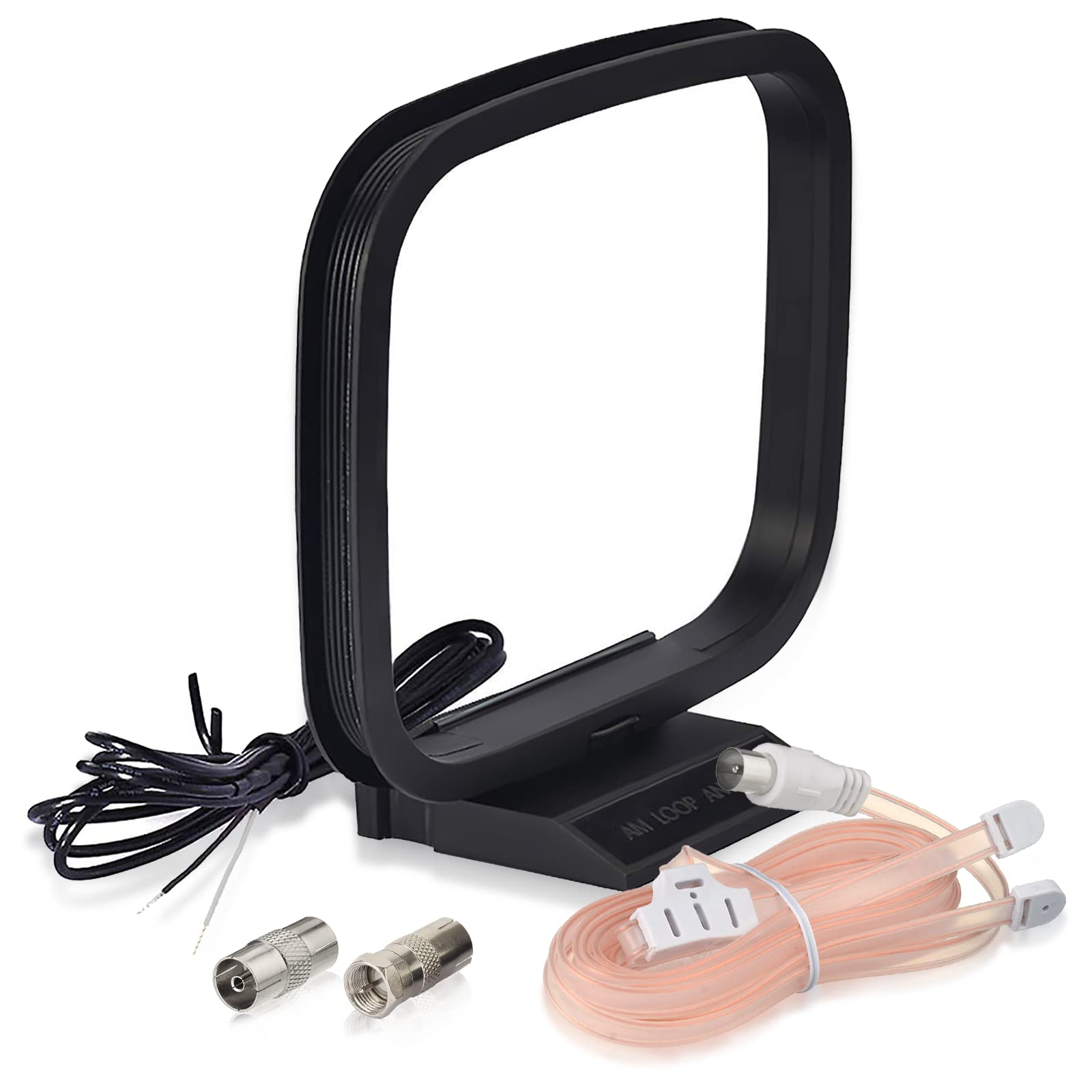 Bingfu FM Antenna 75 Ohm DAB Digital Radio T-Shaped Cable Aerial with PAL Plug Adapter & AM Antenna 2 Bare Wire Loop - for Home, Table Top Stereo Sound Radio Receiver Tuner - Perfect for Indoor/Outdoor Radio Listening and Signal Boosting