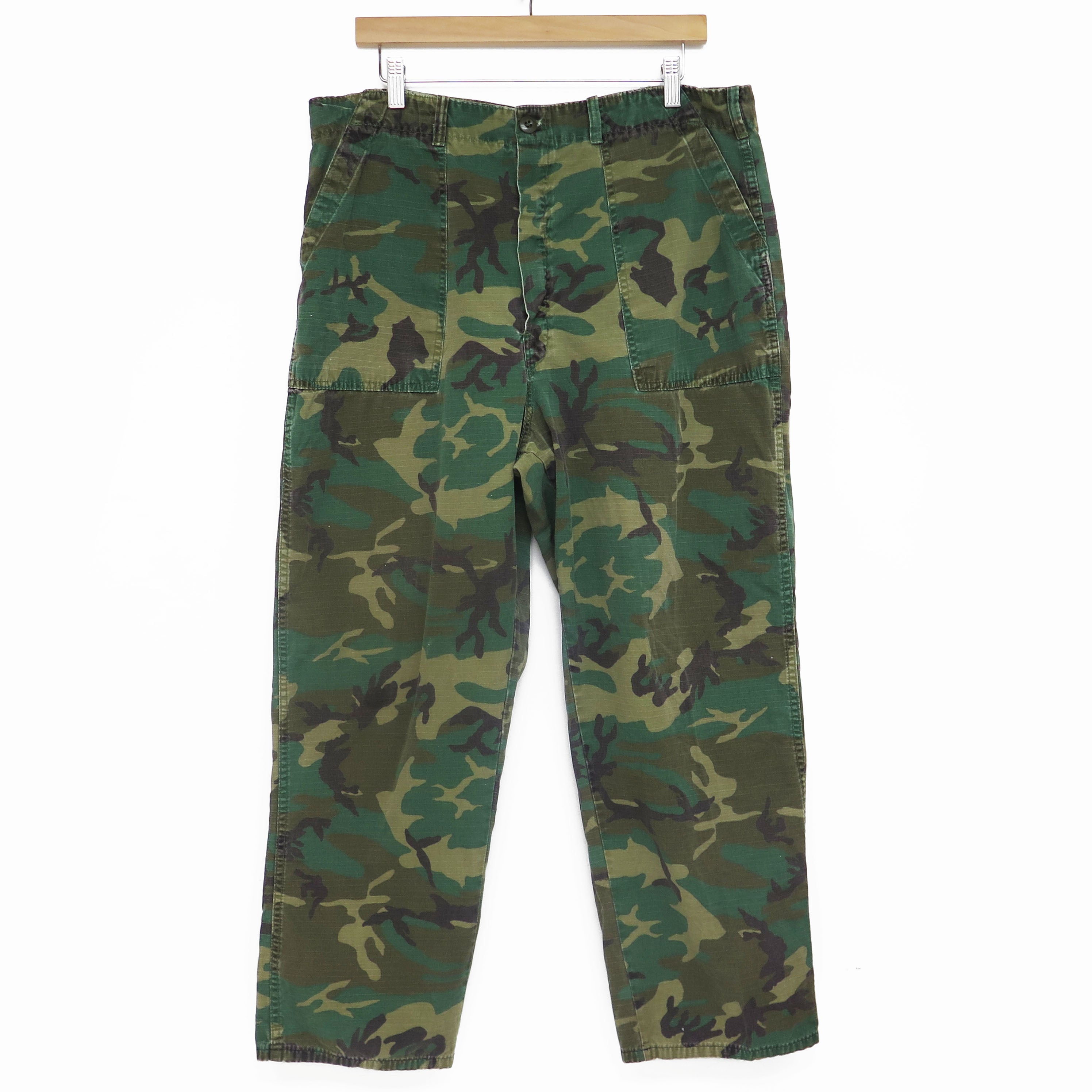 Vintage 1970s US Army Utility Ripstop ERDL Camouflage Trousers - Size 36x25 - Military Pants for Outdoor Hiking, Camping & Tactical Use